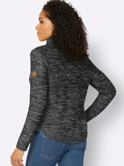 Pullover| Pullover mit Rollkragen schwarz-meliert