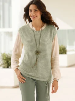 Pullover| Pullunder khaki-meliert