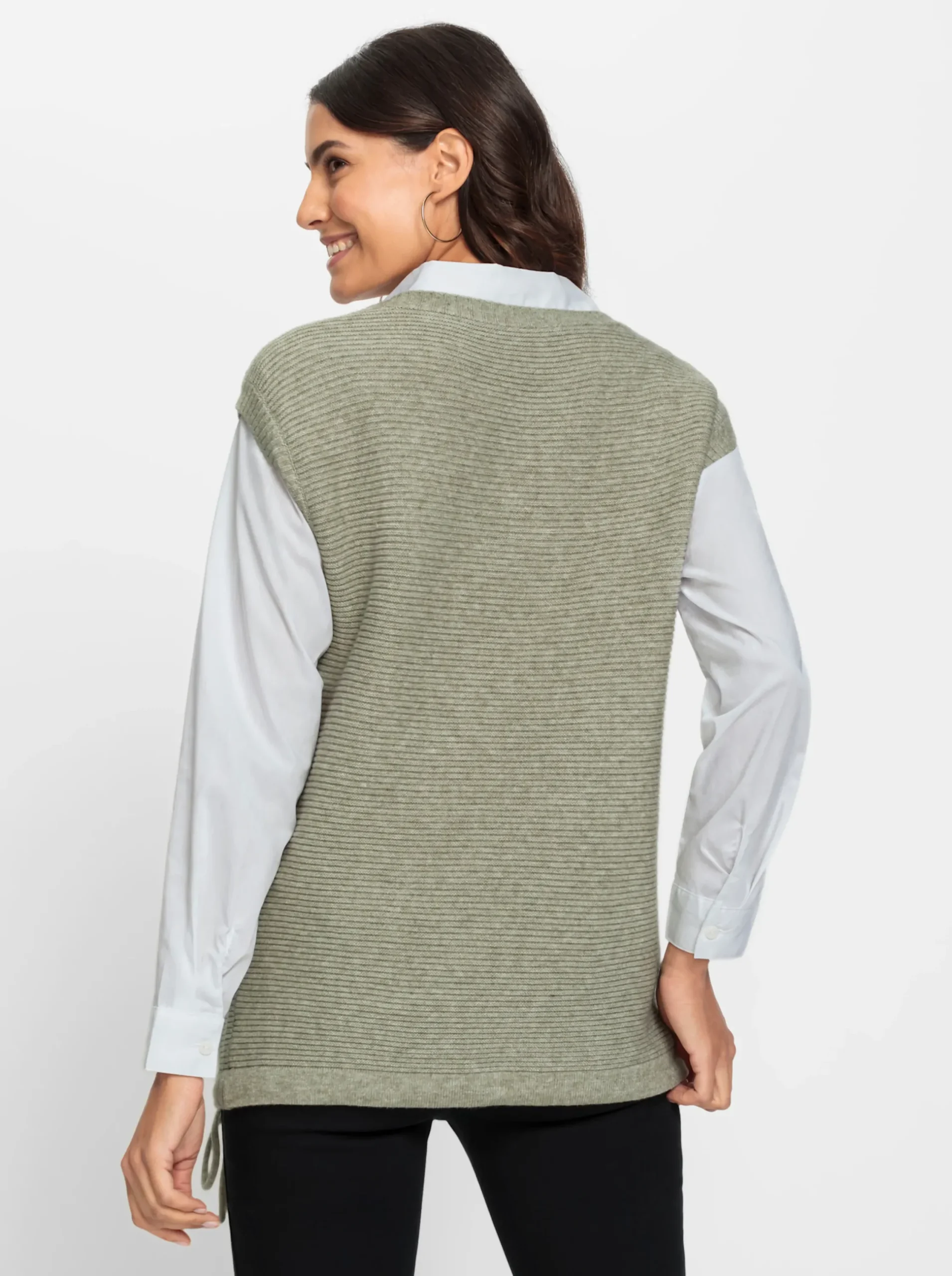 Pullover| Pullunder khaki-meliert