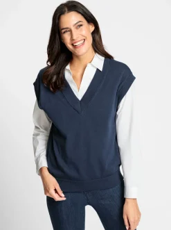 Pullover| Pullunder aus weichem Feinstrick dunkelblau