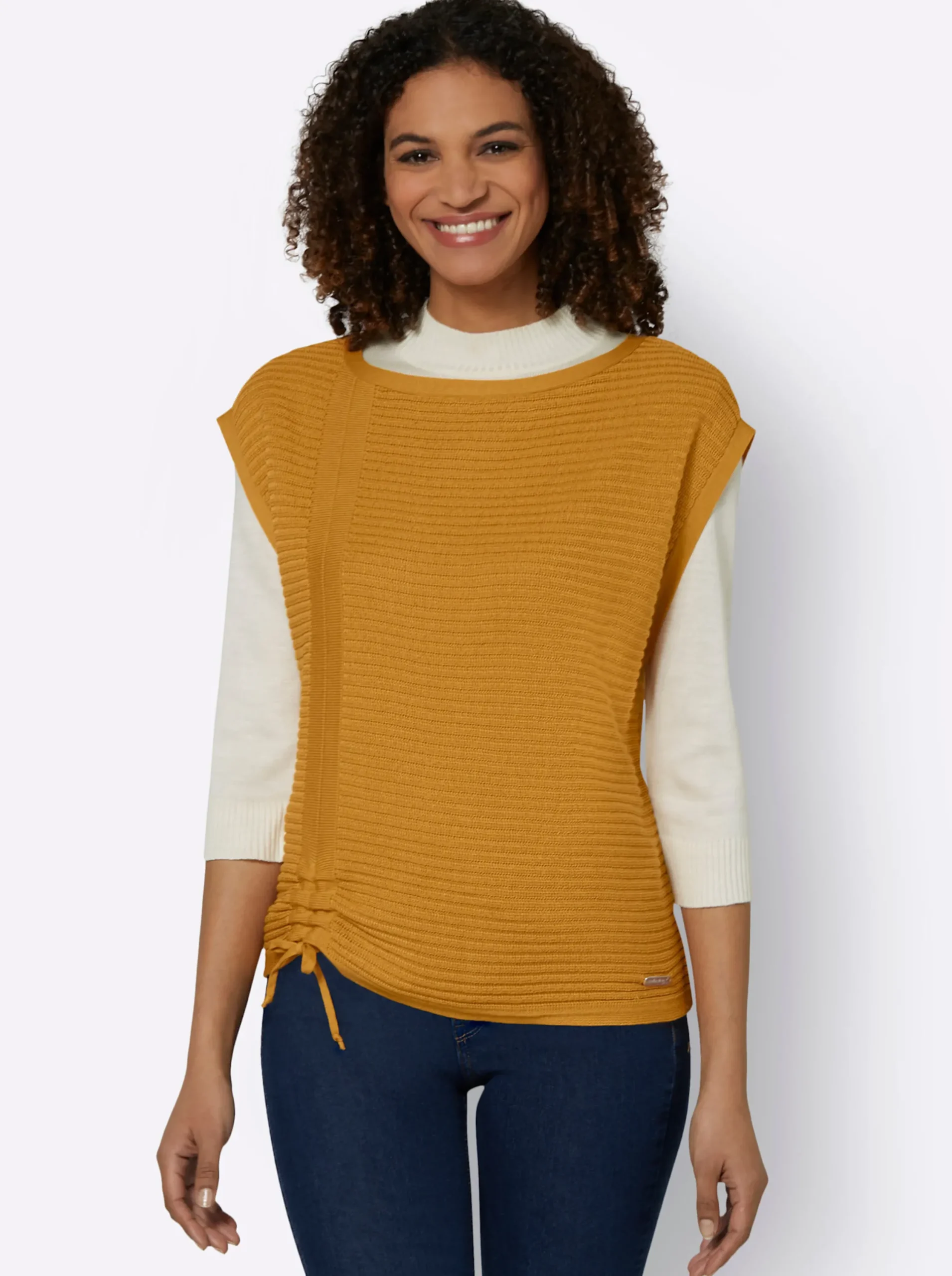 Pullover| Pullunder in Rippen-Optik ocker