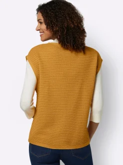 Pullover| Pullunder in Rippen-Optik ocker