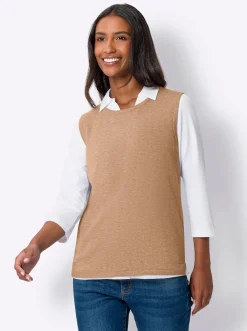 Shirts|heine Pullunder mit Seitenschlitzen camel