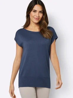 Pullover| Pullunder mit U-Boot-Ausschnitt jeansblau
