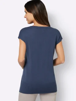 Pullover| Pullunder mit U-Boot-Ausschnitt jeansblau