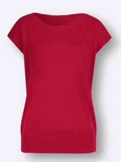 Pullover| Pullunder mit U-Boot-Ausschnitt erdbeere