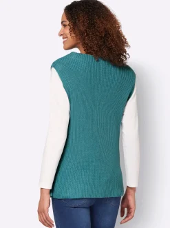 Pullover| Pullunder mit Zierknopfleiste ozean