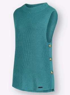 Pullover| Pullunder mit Zierknopfleiste ozean