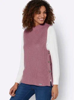 Pullover| Pullunder mit Zierknopfleiste altrosa