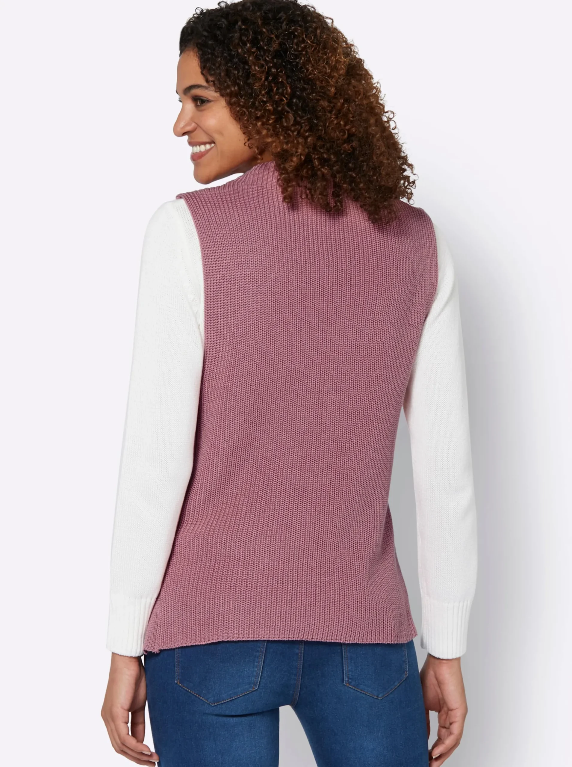 Pullover| Pullunder mit Zierknopfleiste altrosa