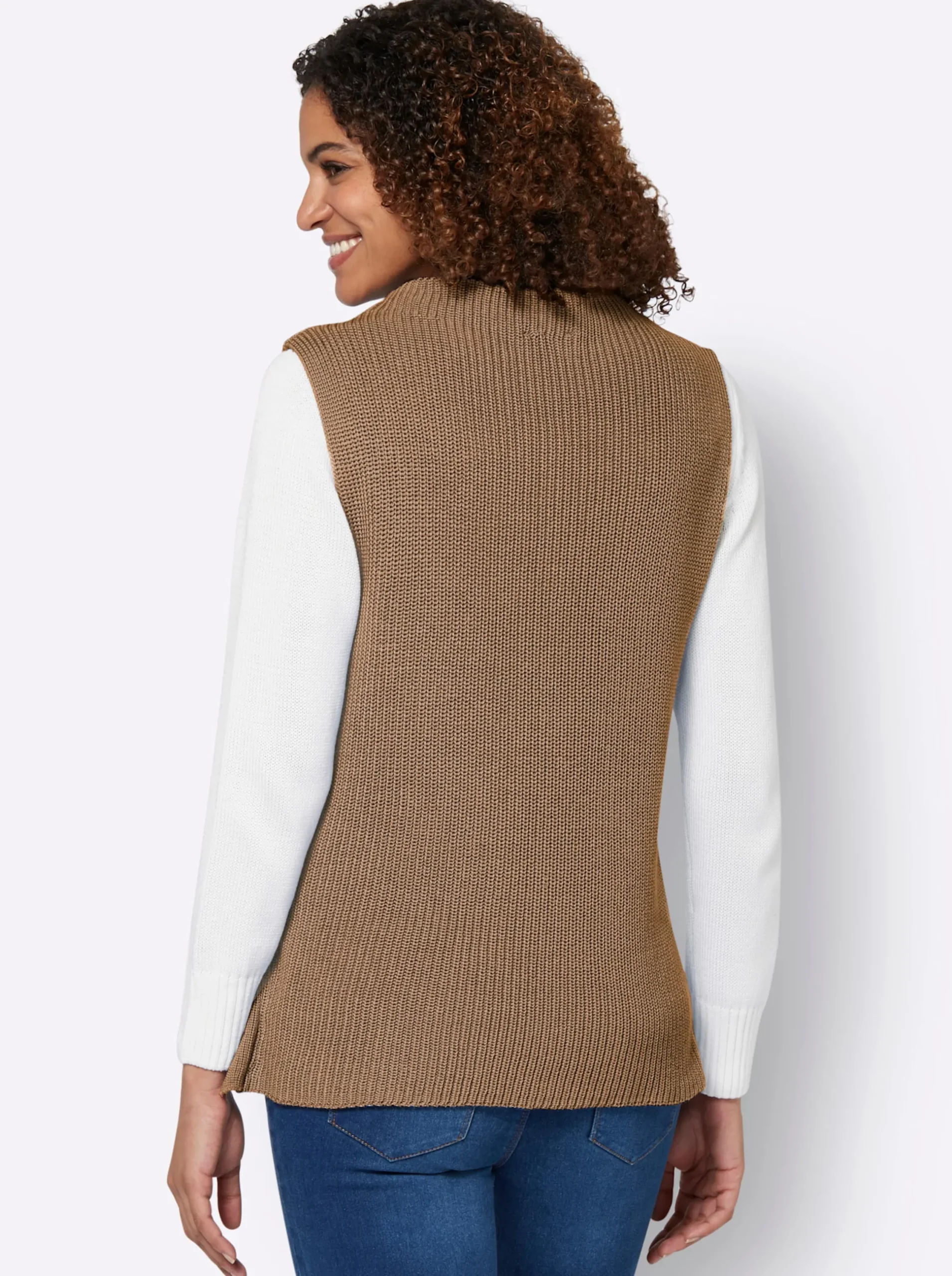 Pullover| Pullunder mit Zierknopfleiste camel