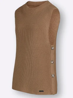 Pullover| Pullunder mit Zierknopfleiste camel