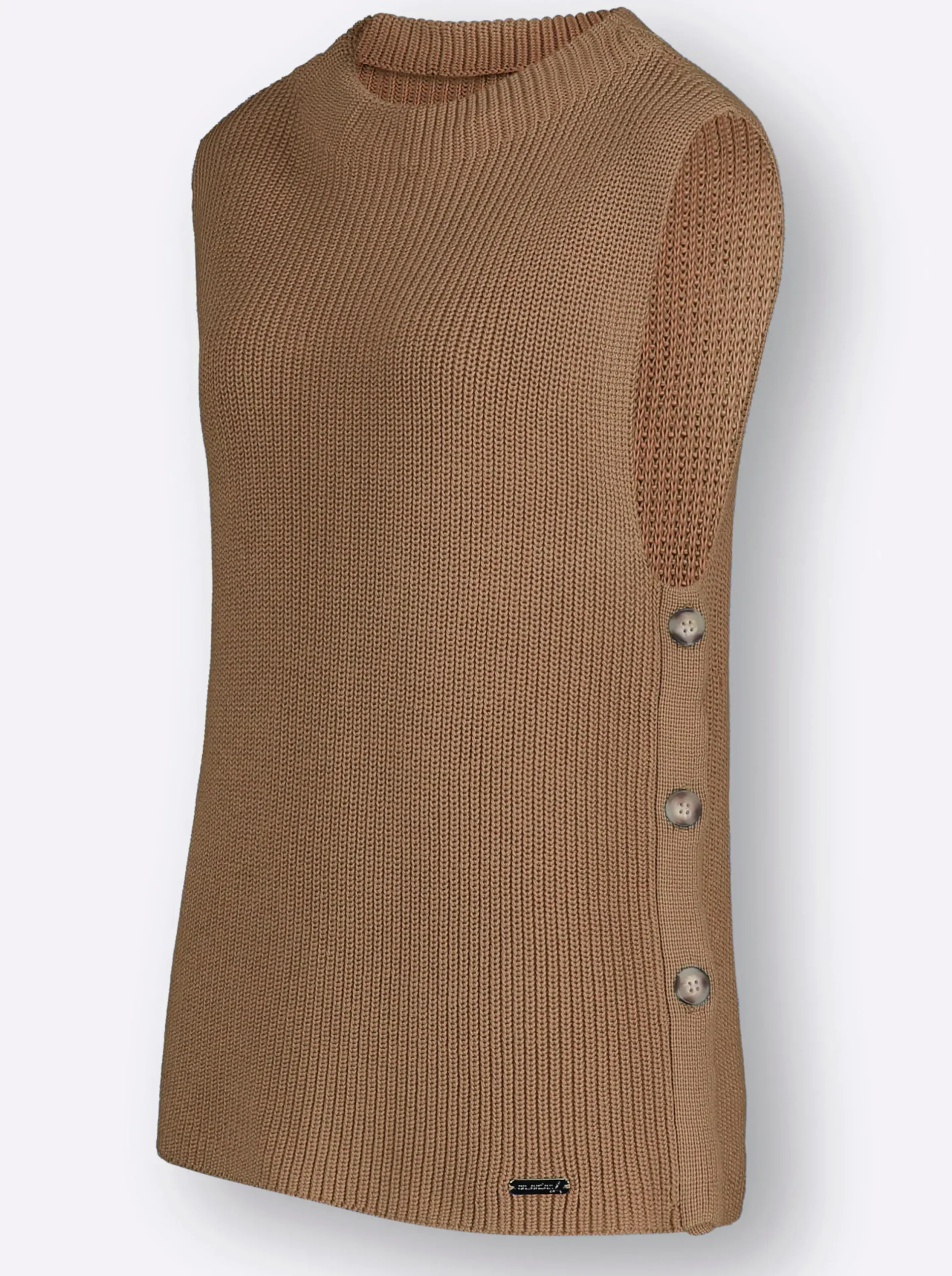Pullover| Pullunder mit Zierknopfleiste camel