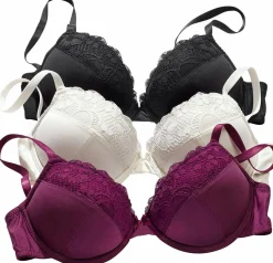 Bhs|petite fleur Push-up-BH schwarz+creme+beere