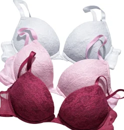 Bhs|petite fleur Push-up-BH weiß+rosé+brombeer