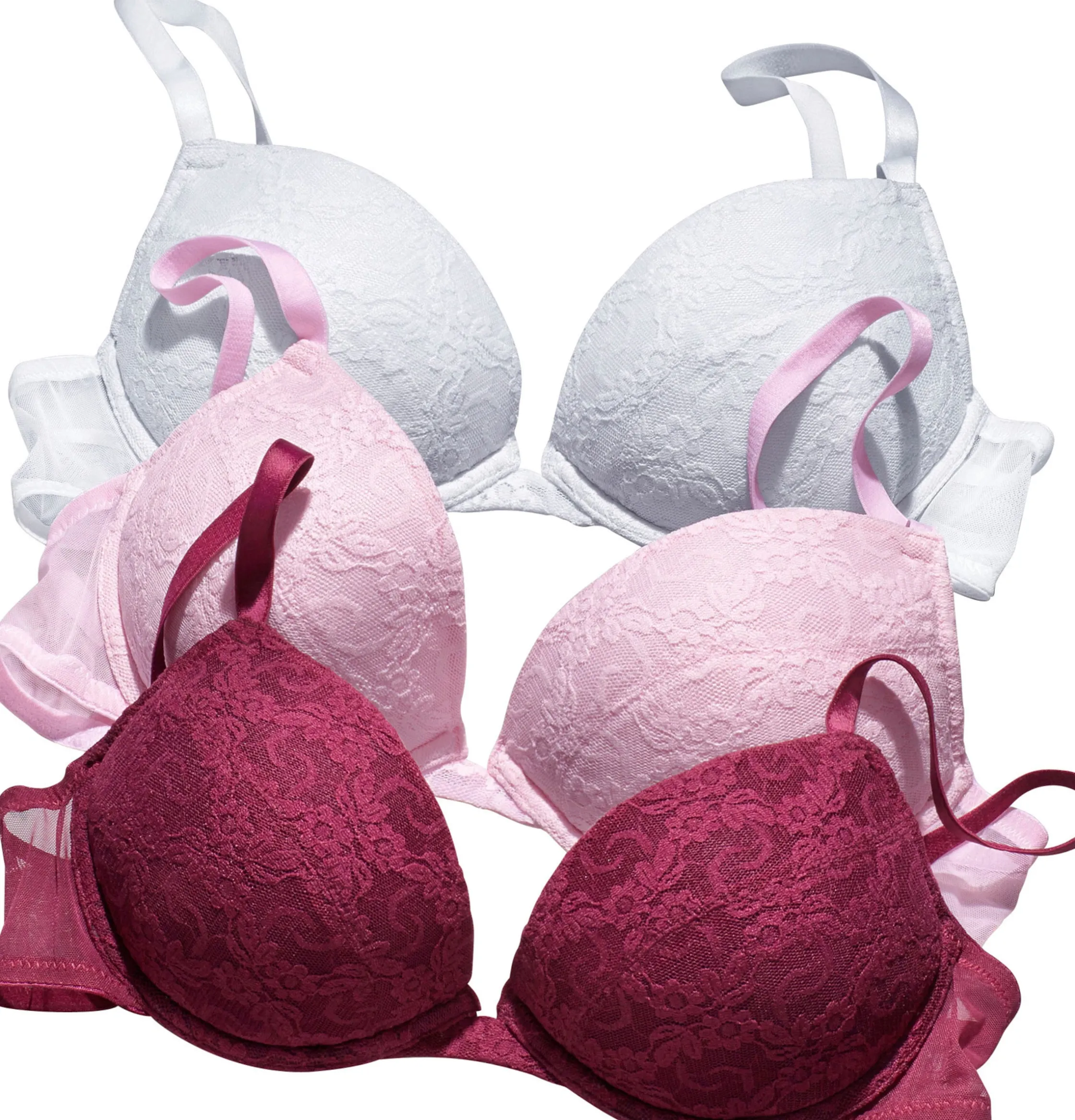 Bhs|petite fleur Push-up-BH weiß+rosé+brombeer