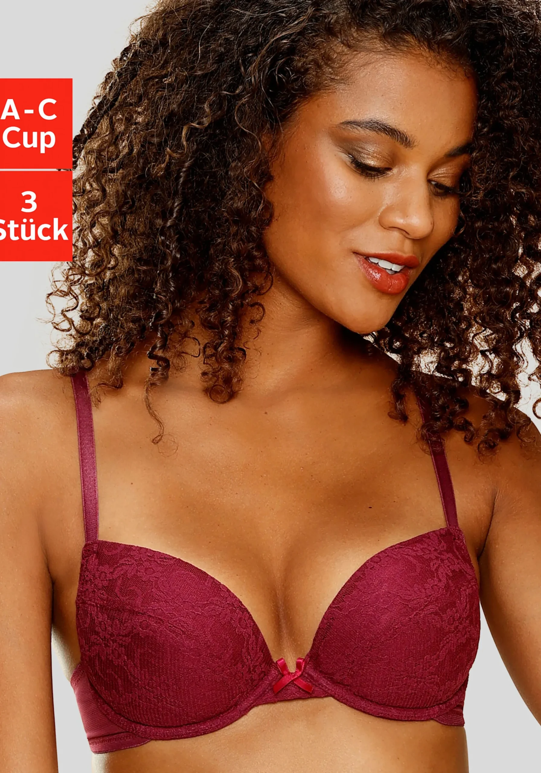 Bhs|petite fleur Push-up-BH weiß+rosé+brombeer