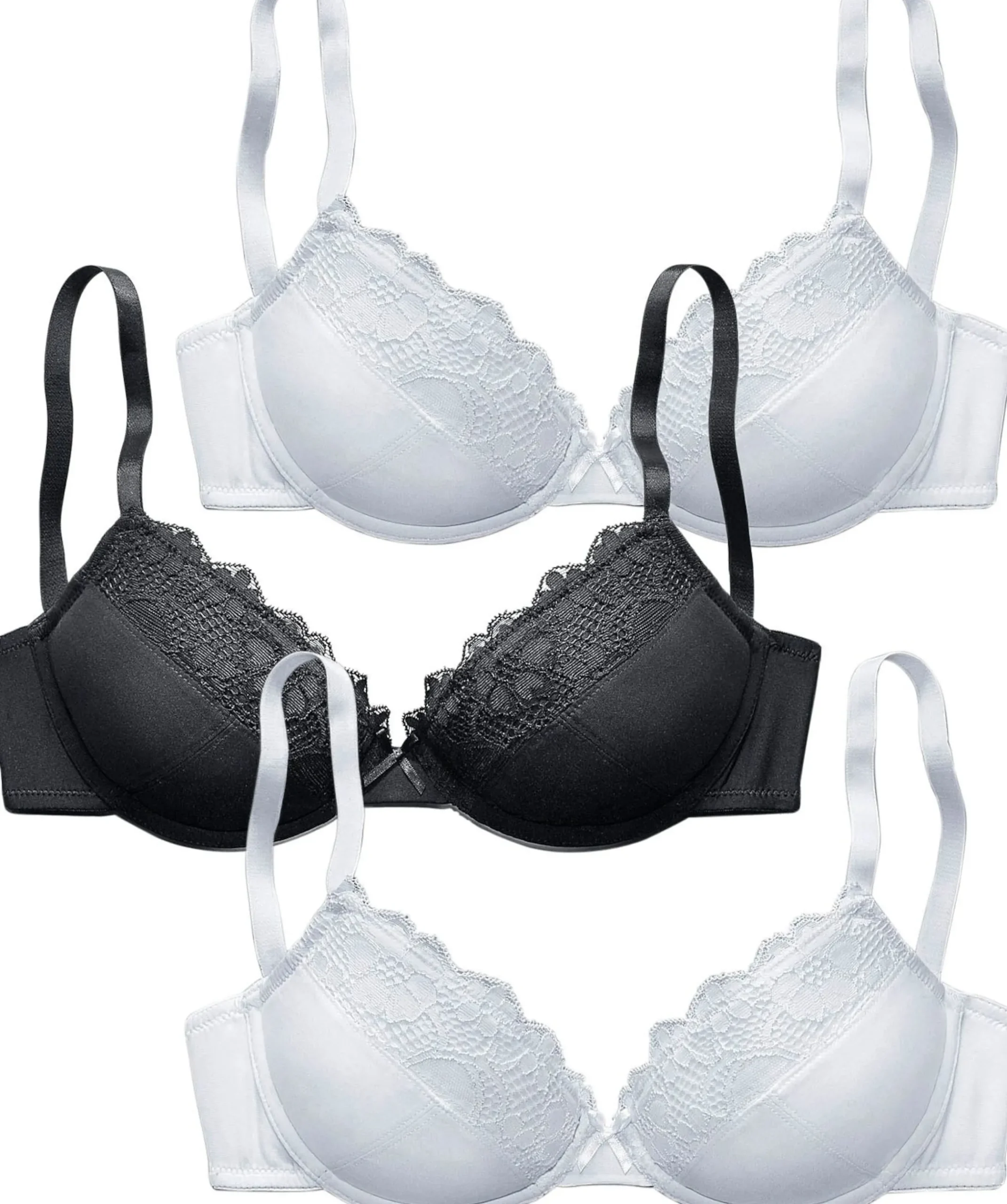 Bhs|petite fleur Push-up-BH 2xweiß+1xschwarz