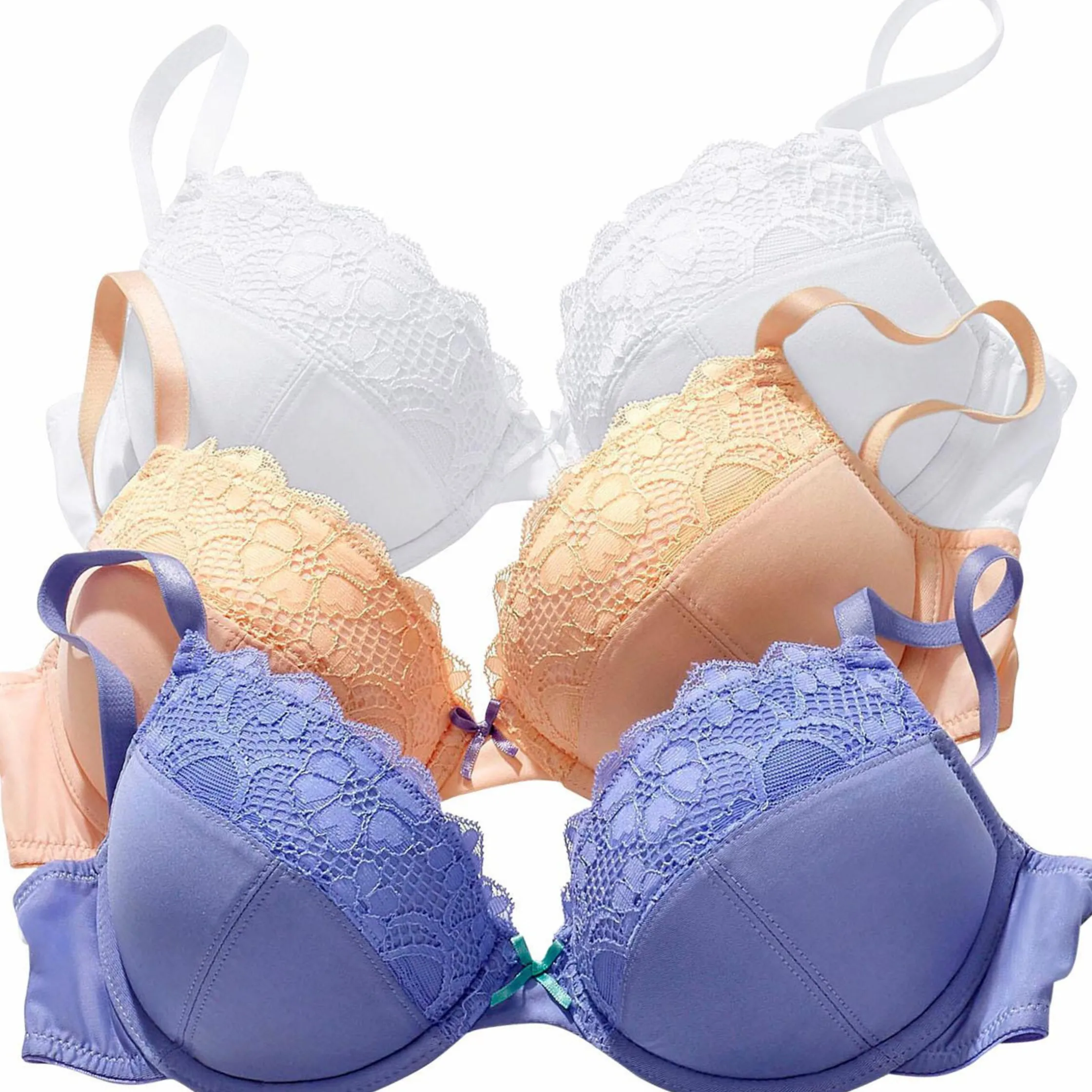 Bhs|petite fleur Push-up-BH lavendel+mandarine+weiß