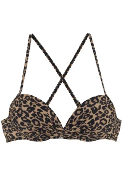 Bikinis|Vivance Push-Up-Bikini-Top schwarznougatbedruckt