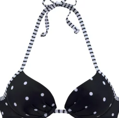 Bikinis|s.Oliver Push-Up-Bikini-Top schwarz-weiß