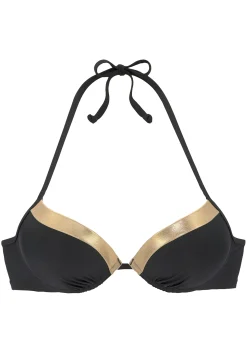 Bikinis|LASCANA Push-Up-Bikini-Top schwarz-goldfarben