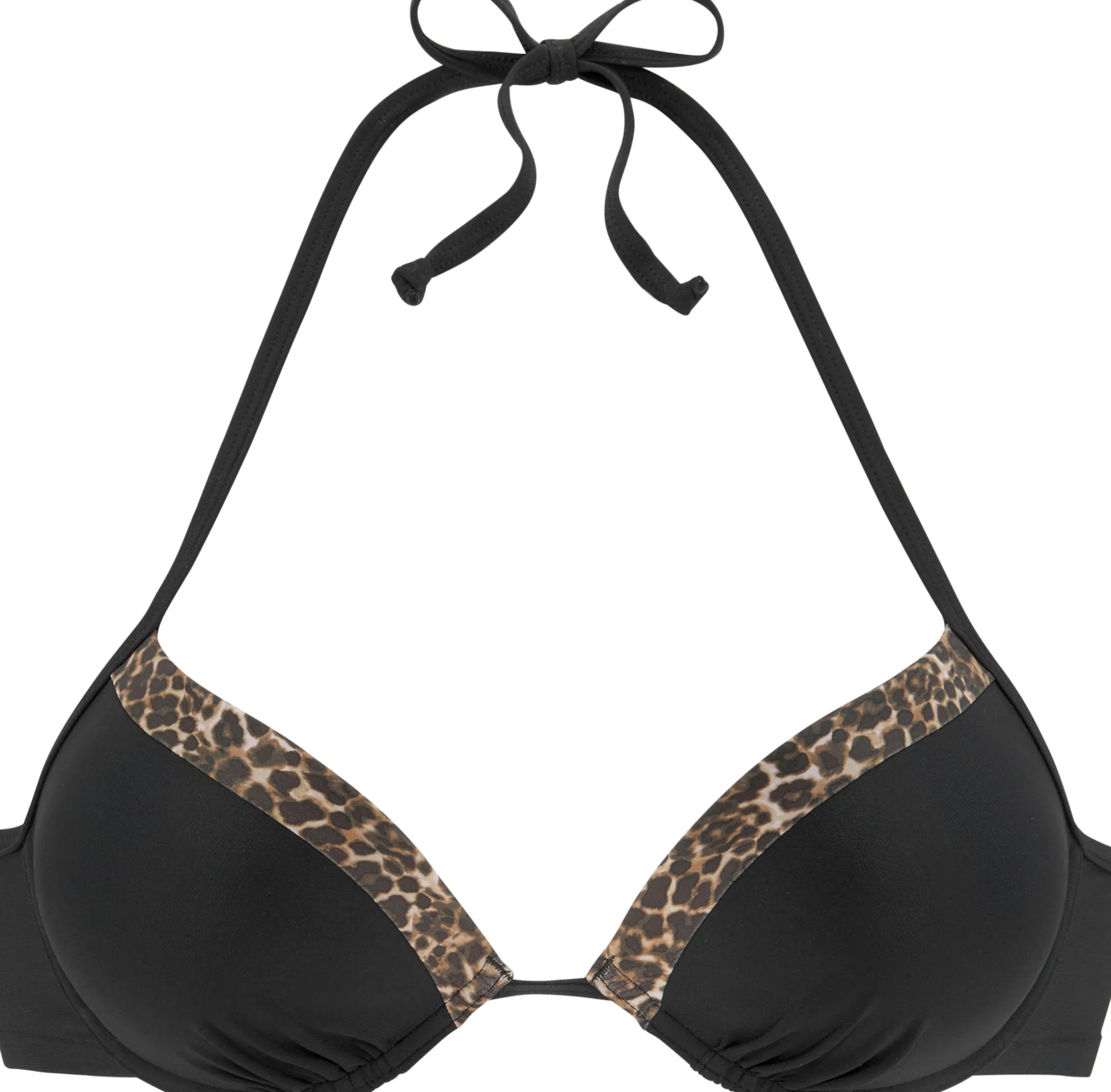 Bikinis|LASCANA Push-Up-Bikini-Top schwarz-leo