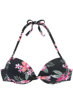 Bikinis|LASCANA Push-Up-Bikini-Top schwarz-bedruckt