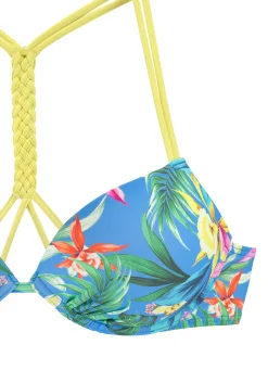 Bikinis|Venice Beach Push-Up-Bikini-Top blau-bedruckt
