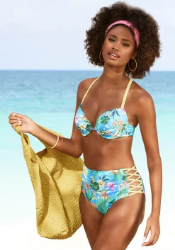 Bikinis|Venice Beach Push-Up-Bikini-Top blau-bedruckt
