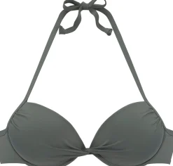 Bikinis|LASCANA Push-Up-Bikini-Top oliv