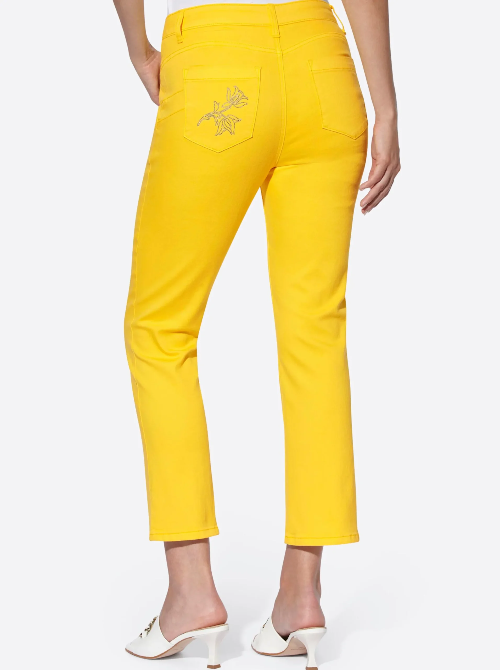 Jeans|heine Push-up-Jeans mit Glitzer-Appilkation sonnengelb