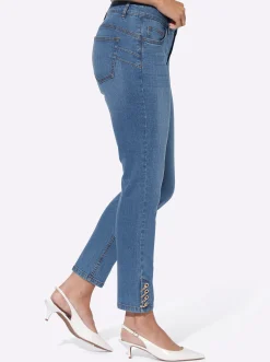 Jeans|heine Push-up-Jeans mit Ösen- und Kettenverzierung blue-bleached
