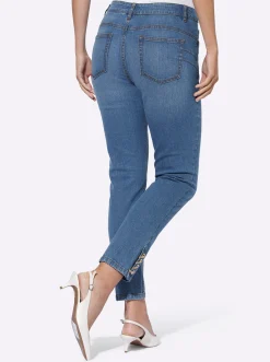 Jeans|heine Push-up-Jeans mit Ösen- und Kettenverzierung blue-bleached