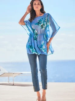 Jeans|heine Push-up-Jeans mit Ösen- und Kettenverzierung blue-bleached