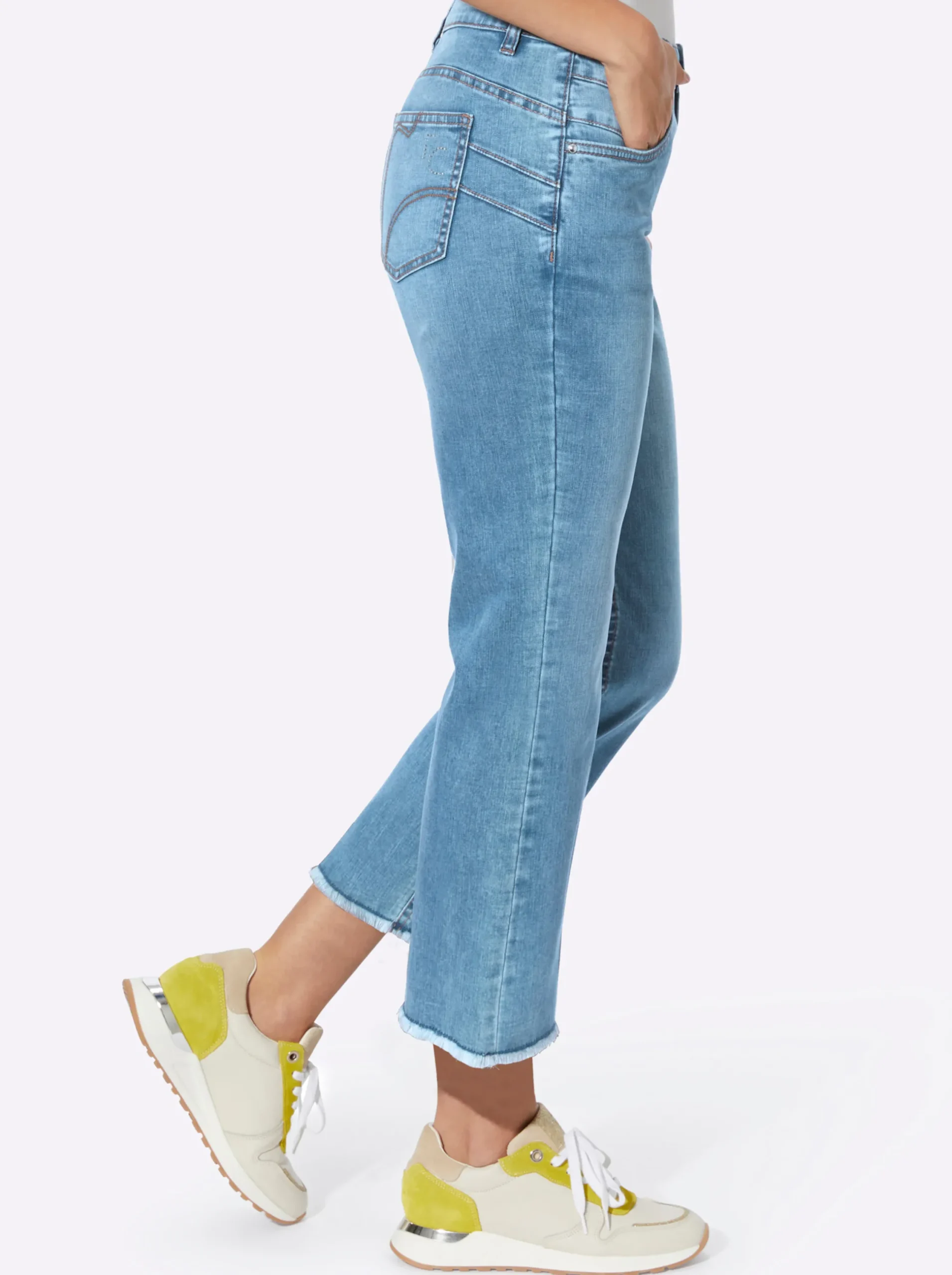 Strandmode|Jeans|heine Push-up-Jeans mit Stickerei und Ziersteinchen blue-stone-washed