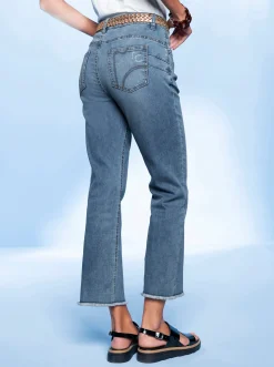 Strandmode|Jeans|heine Push-up-Jeans mit Stickerei und Ziersteinchen blue-stone-washed