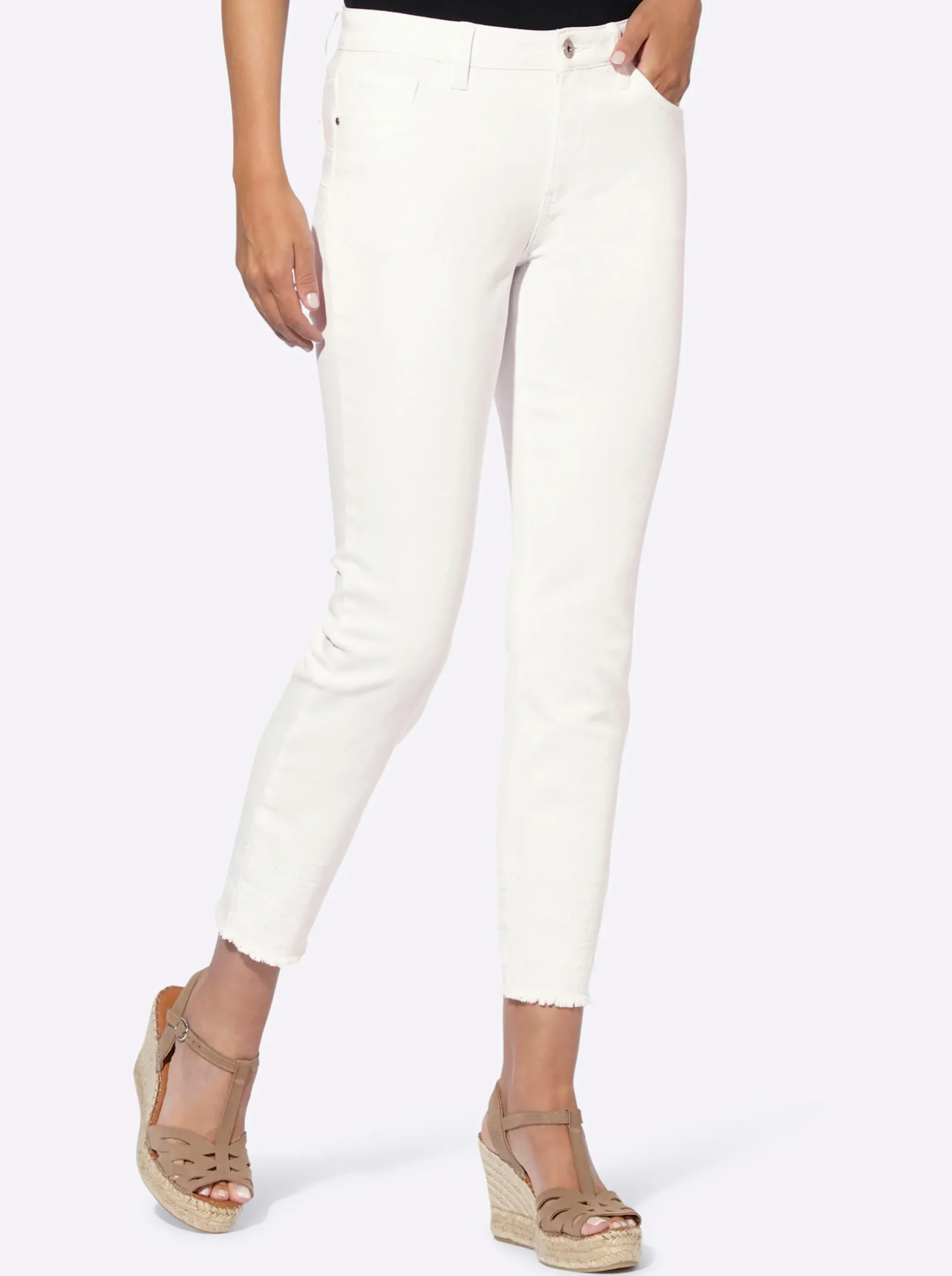 Jeans|heine Push-up-Jeans mit Stickerei weiß