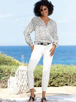 Jeans|heine Push-up-Jeans mit Stickerei weiß