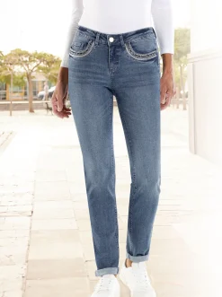 Jeans|heine Push-up-Jeans mit Ziernähten blue-bleached