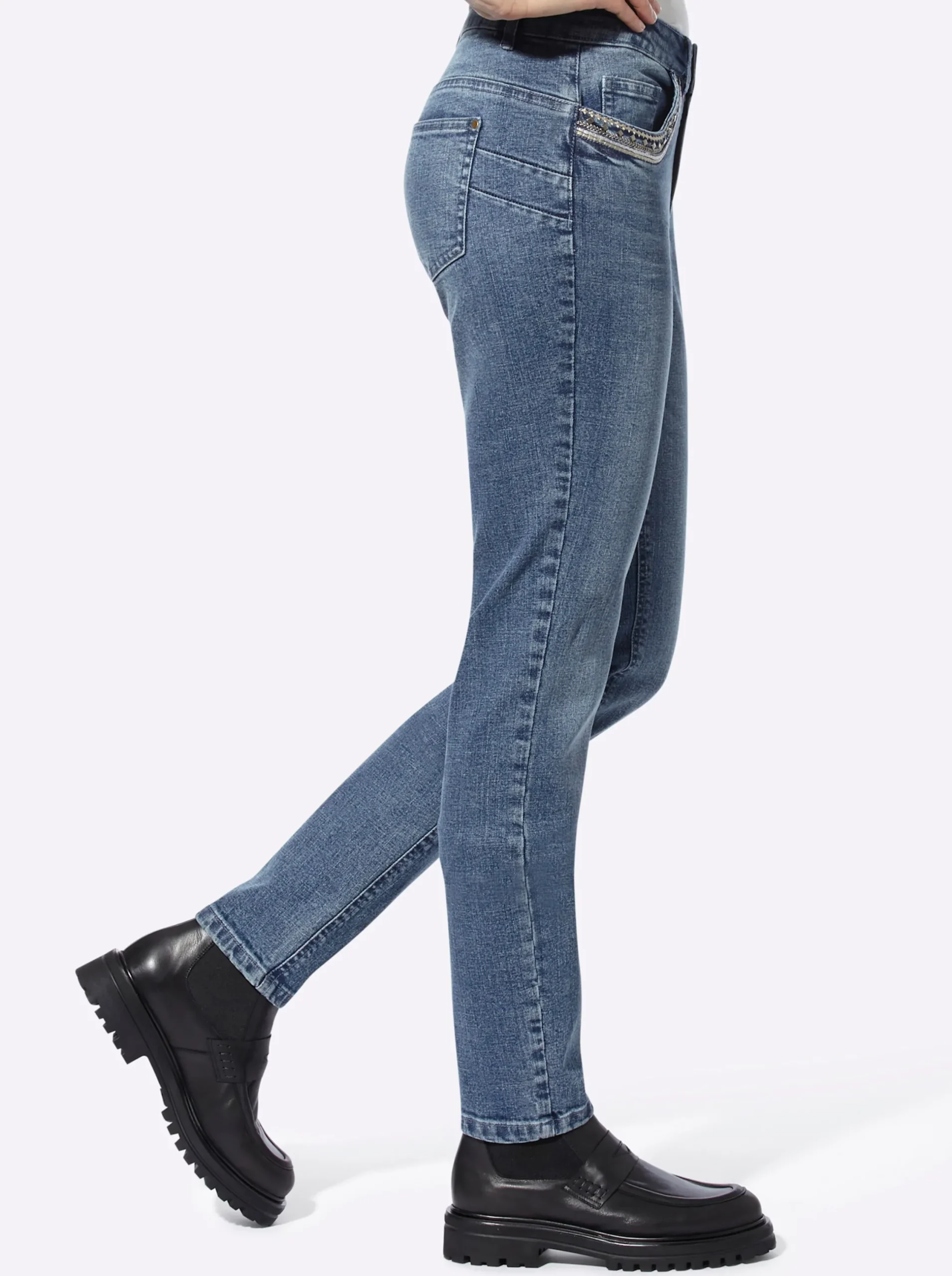 Jeans|heine Push-up-Jeans mit Ziernähten blue-bleached