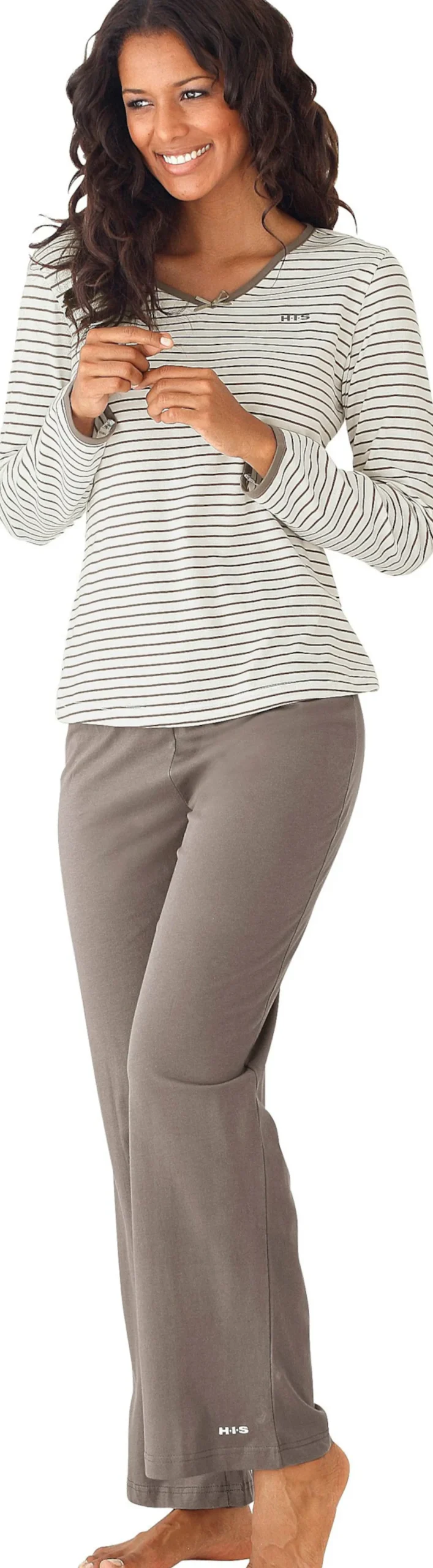 Nachtwäsche|H.I.S Pyjama creme-taupe