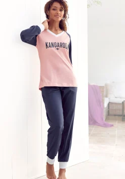 Nachtwäsche|KangaROOS Pyjama rosa-dunkelblau