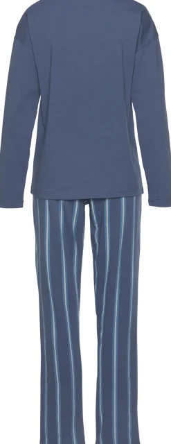 Nachtwäsche|Vivance Dreams Pyjama blau-gestreift