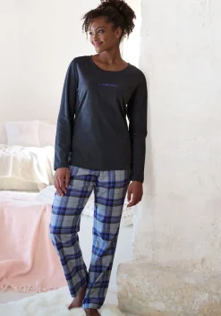 Nachtwäsche|Vivance Dreams Pyjama blau
