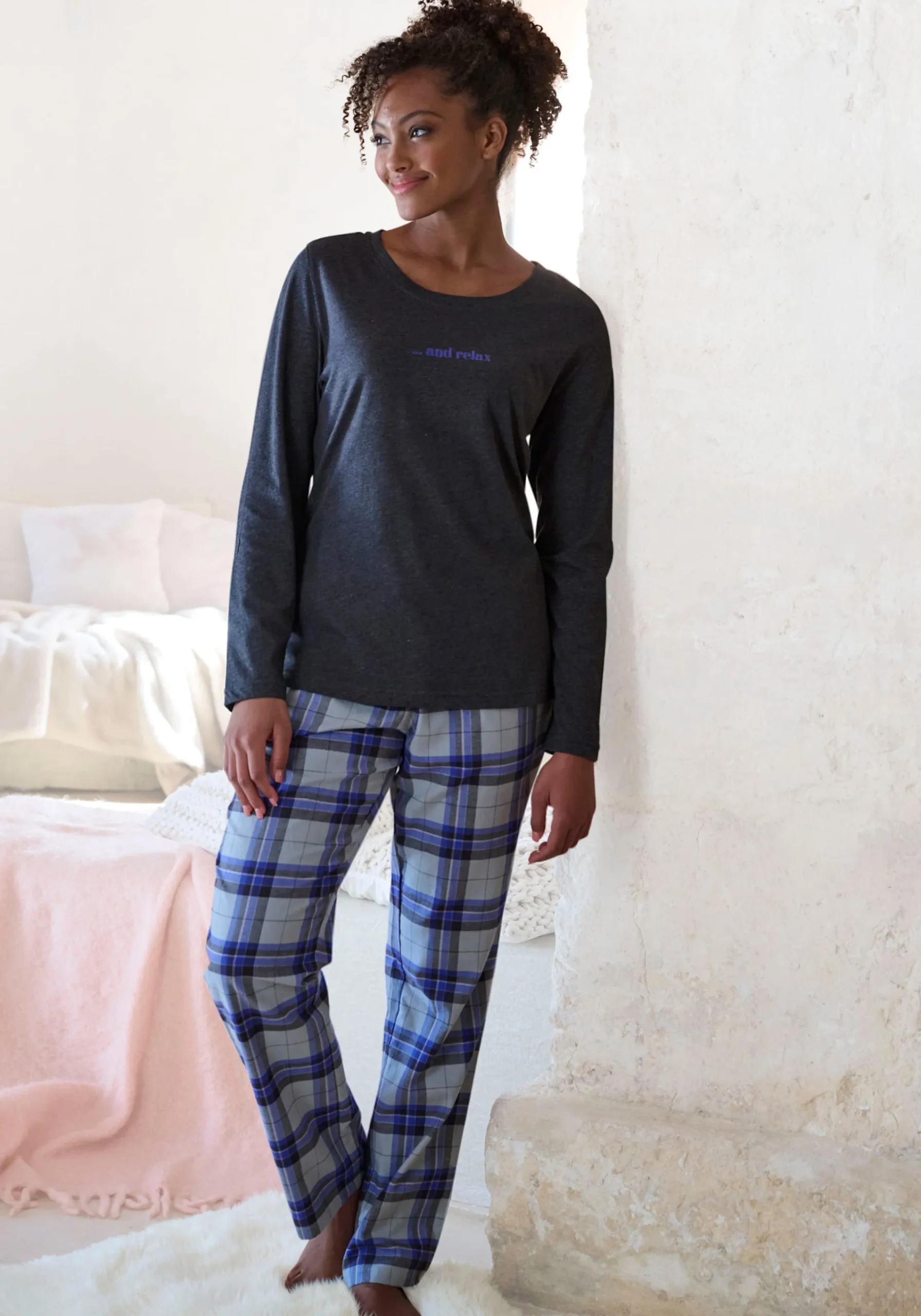 Nachtwäsche|Vivance Dreams Pyjama blau