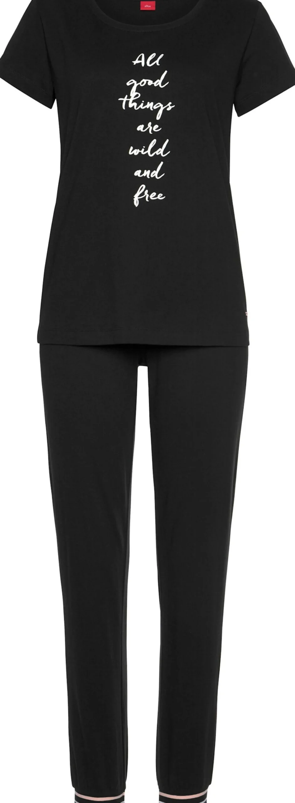 Nachtwäsche|s.Oliver Pyjama schwarz