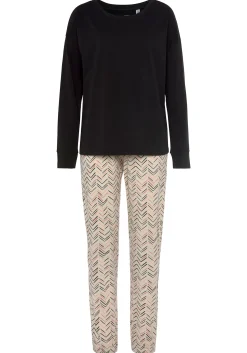 Nachtwäsche|Vivance Dreams Pyjama schwarz-creme