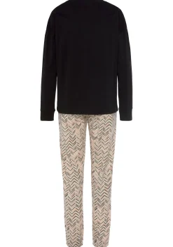 Nachtwäsche|Vivance Dreams Pyjama schwarz-creme