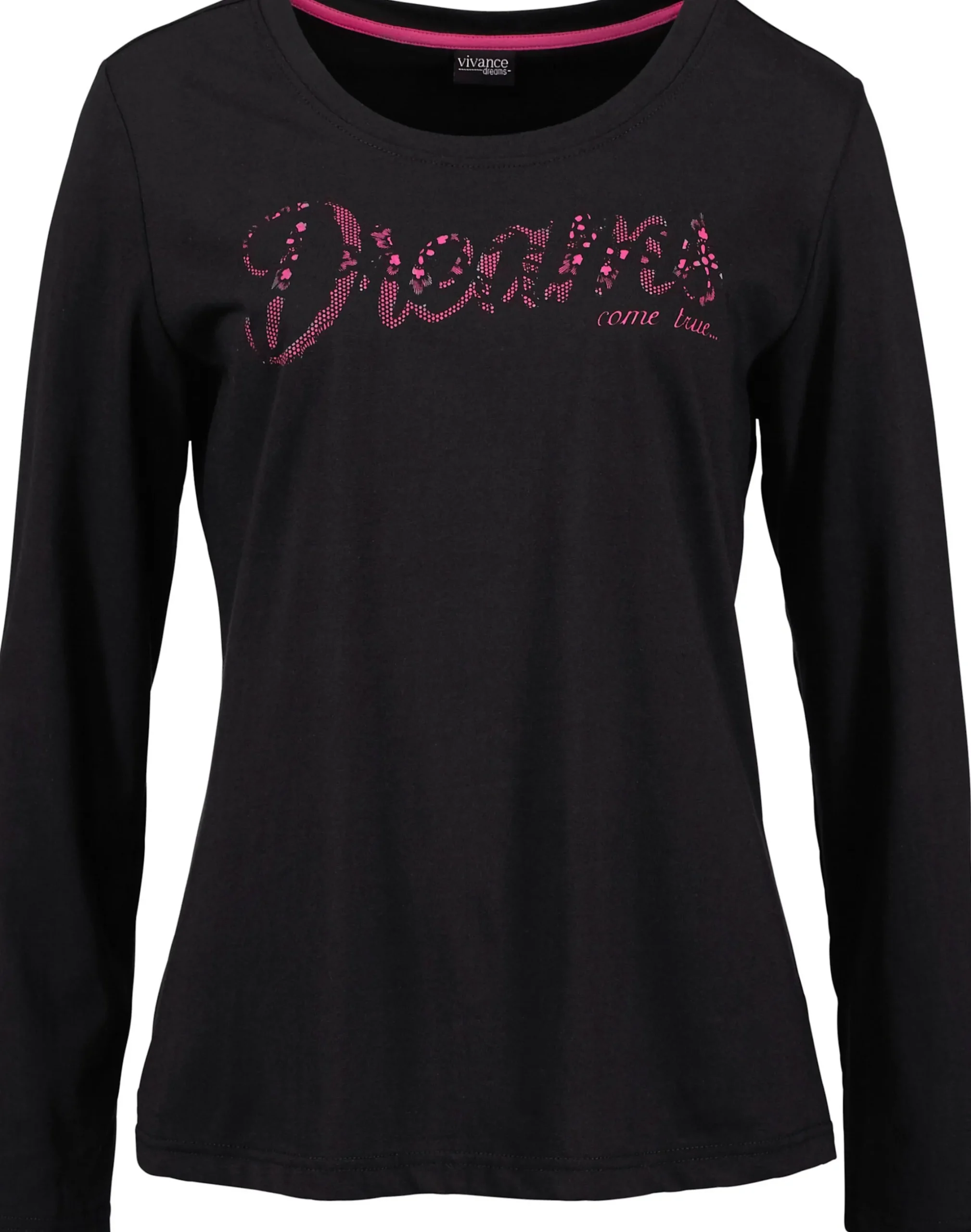 Nachtwäsche|Vivance Dreams Pyjama pink-schwarz